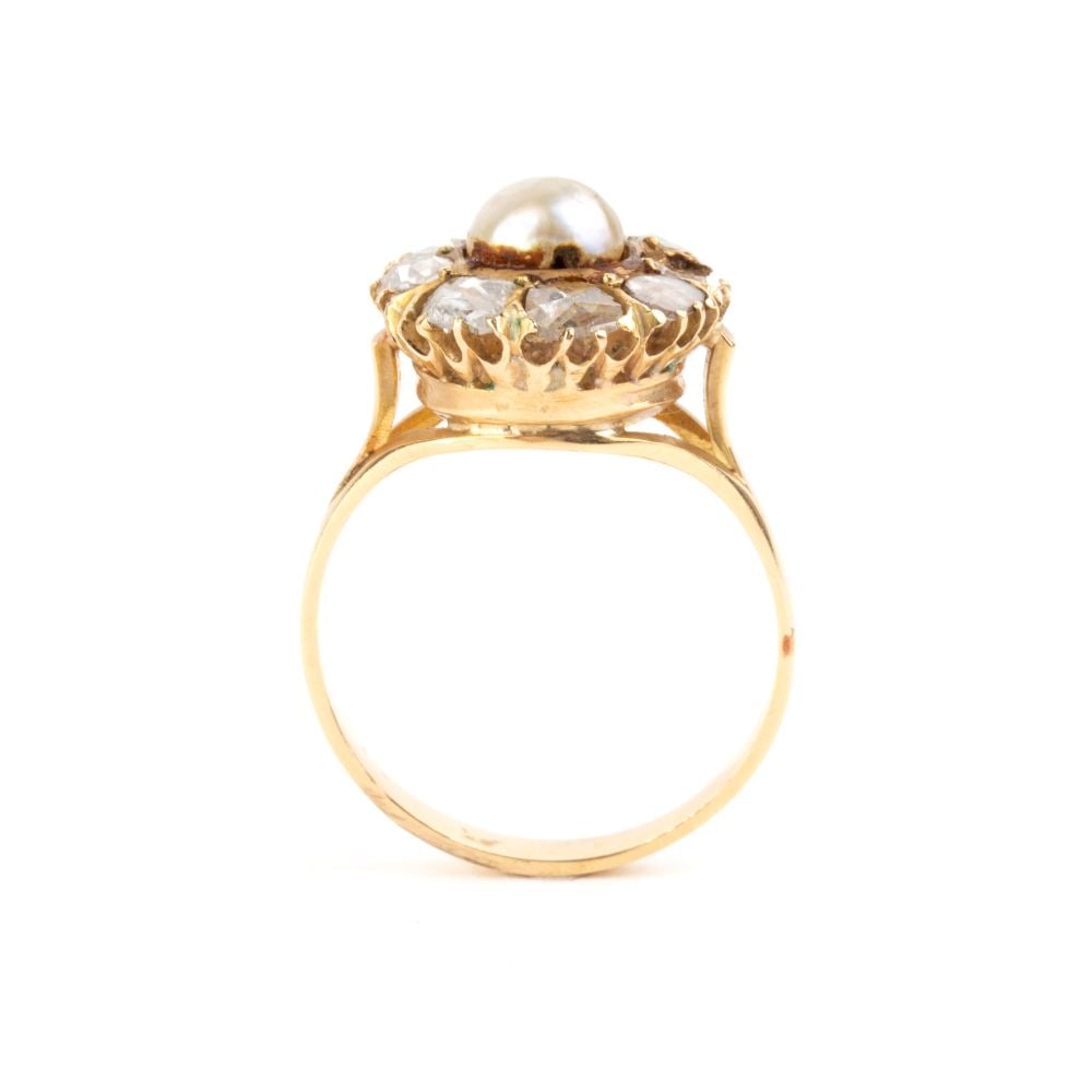 Diamond pearl gold ring - 2