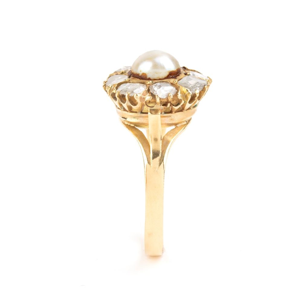 Diamond pearl gold ring - 3