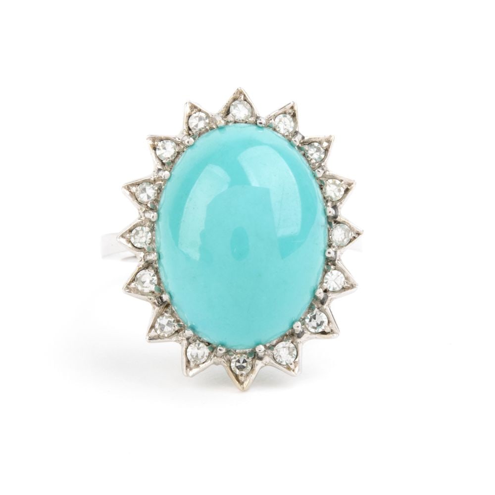 Turquoise diamond gold ring - 4