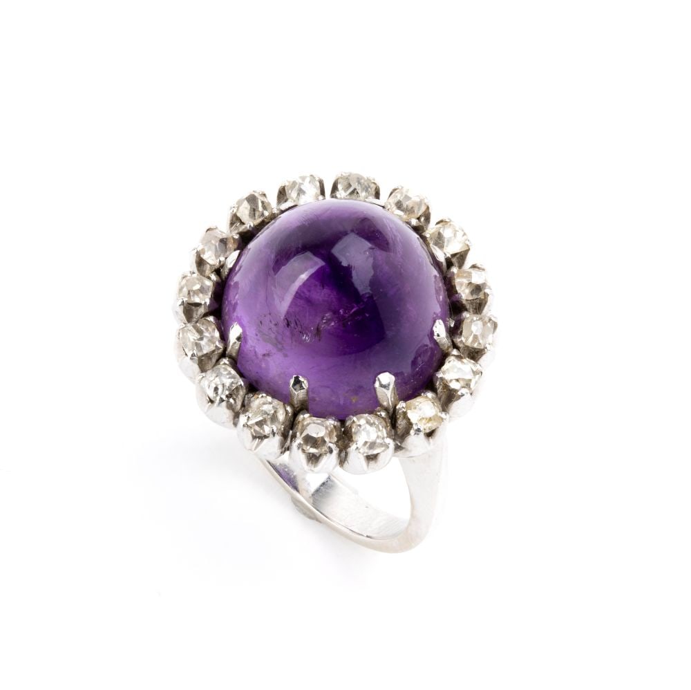 Amethyst diamond gold ring (1 of 5)