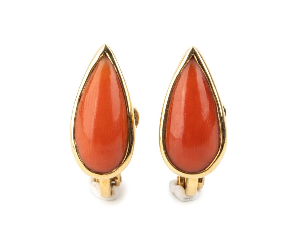 Mediterranean coral gold pair of earrings (1 of 3)