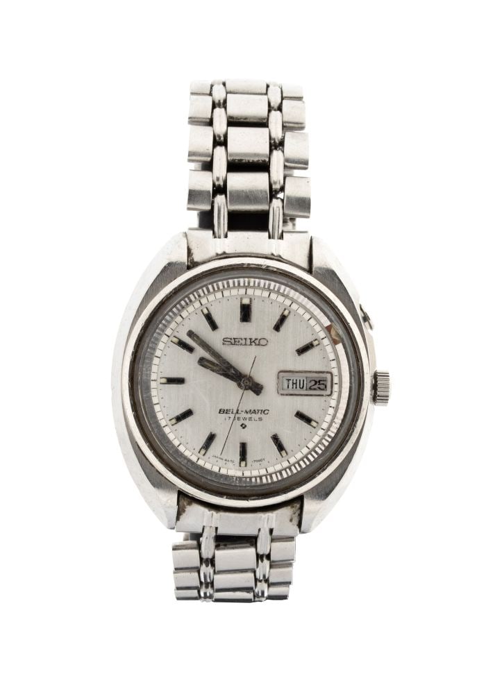SEIKO Seiko Bell-Matic: wristwatch: With a steel case and bracelet, alarm, calendar, and date display. Self-winding mechanical movement.