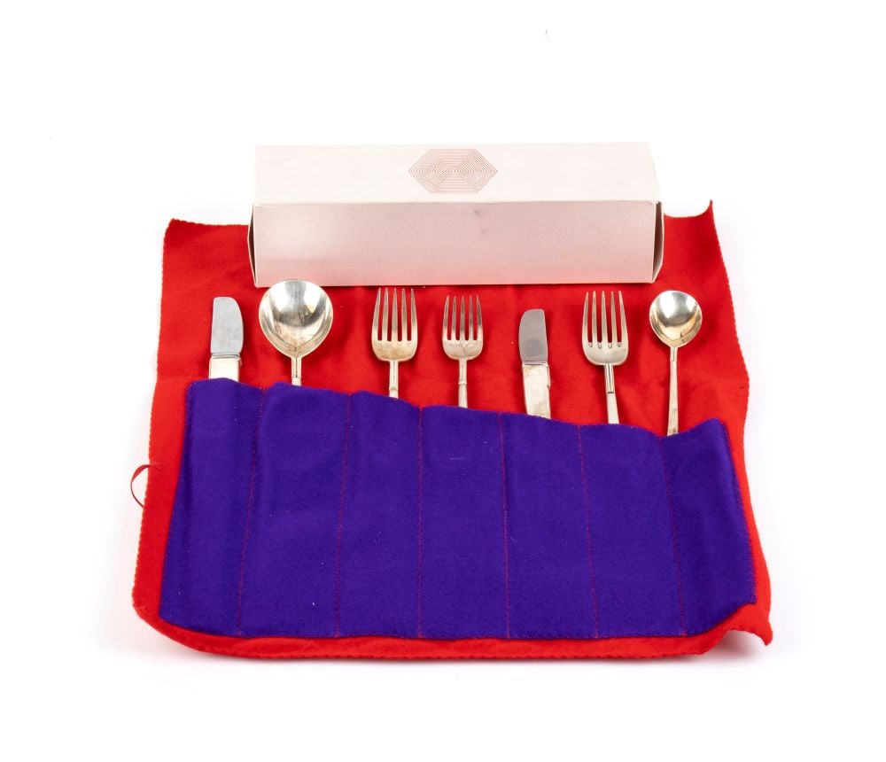 CARLO SCARPA - CLETO MUNARI Important "Lotus Leaf" Sterling Silver Flatware Service, Designed by (1 of 5)