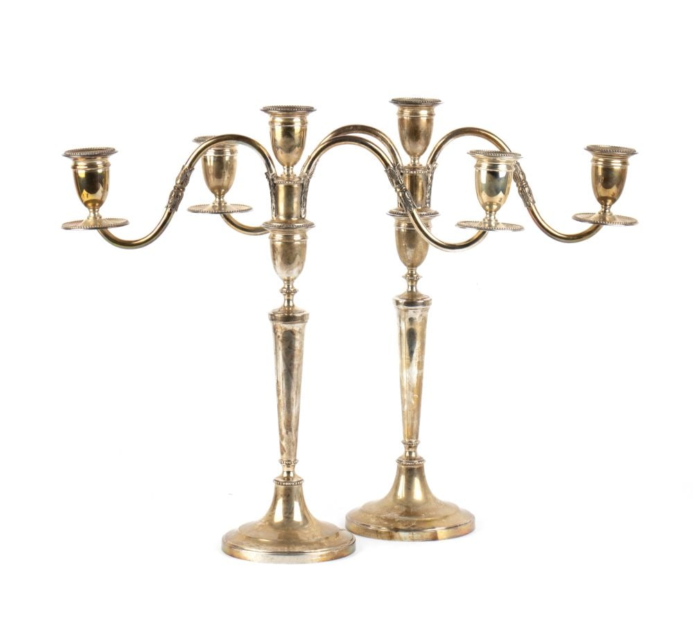 Luigi Genazzi A pair of Italian solid silver candlesticks (1 of 6)