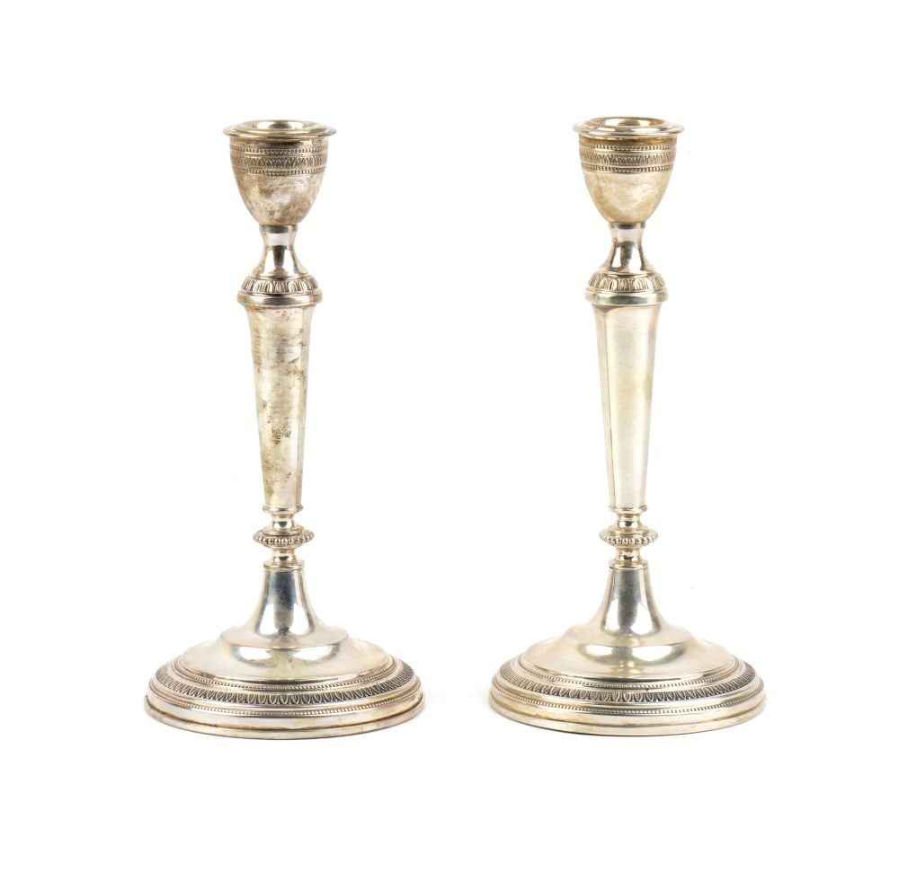 A pair of Italian solid silver candlesticks (1 of 4)