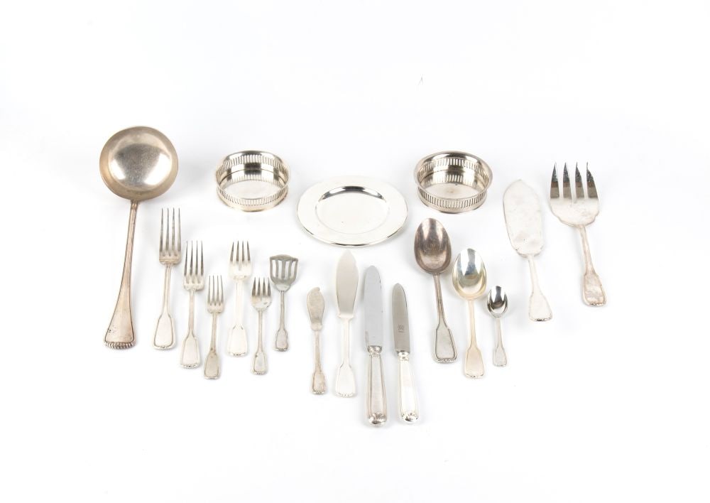 Ricci & C. S.p.A. italian solid silver cutlery service of 179 pieces and 12 bread plates (1 of 2)
