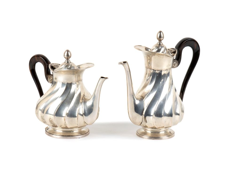 Set of silver teapot and coffee pot (1 of 3)