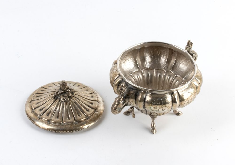 italian solid silver sugar bowl - 2