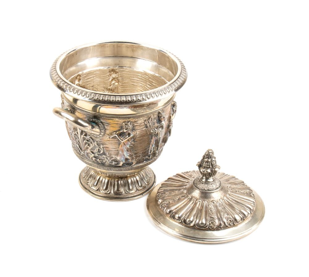 italian solid silver lidded cup - 2