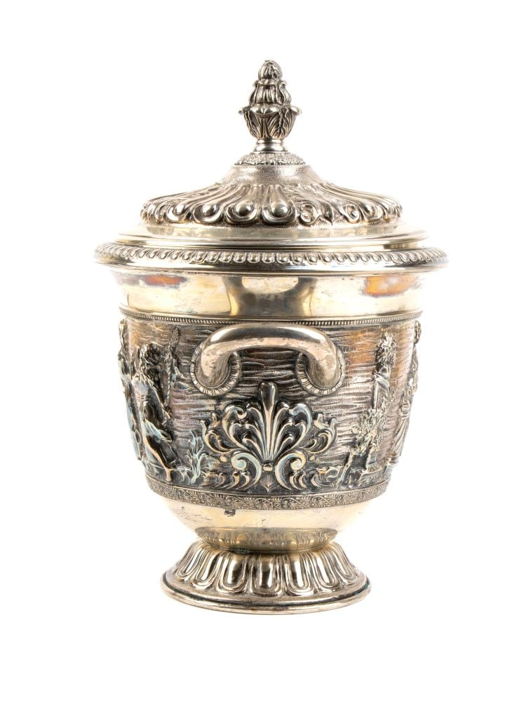 italian solid silver lidded cup - 4