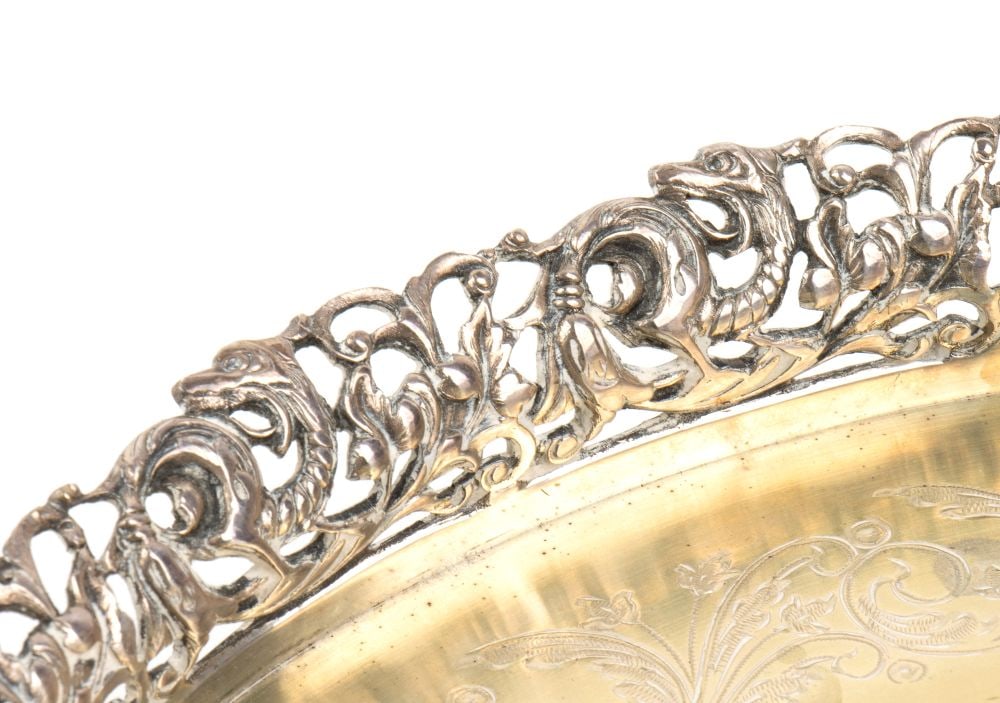 Portuguese solid ilver salver - 3