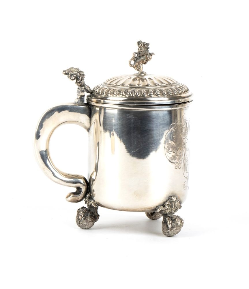 italian solid silver tankard - 2