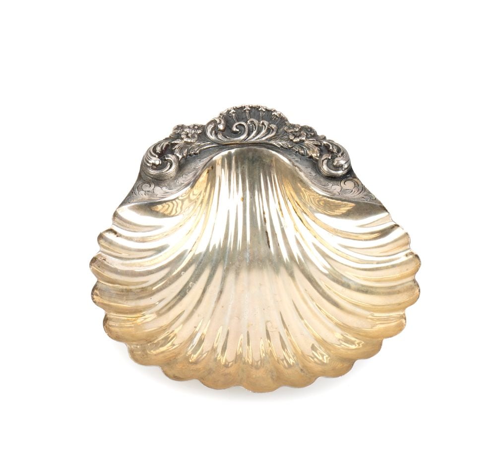 italian solid silver shell basket - 2