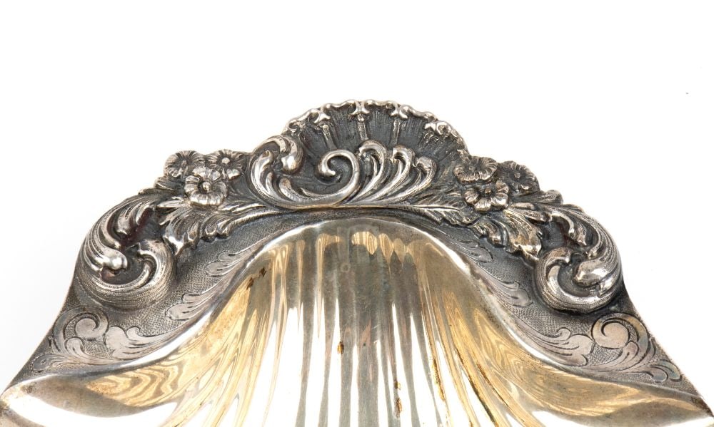 italian solid silver shell basket - 3