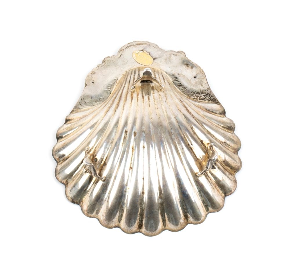 italian solid silver shell basket - 4