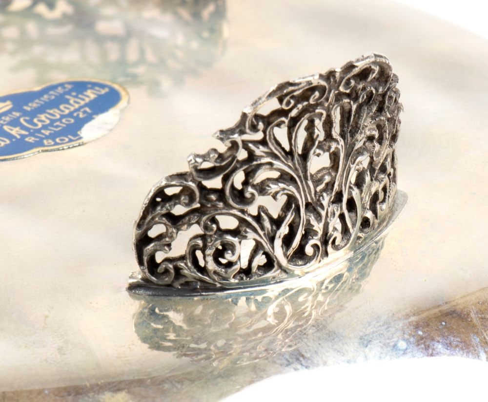 italian solid silver basket - 4