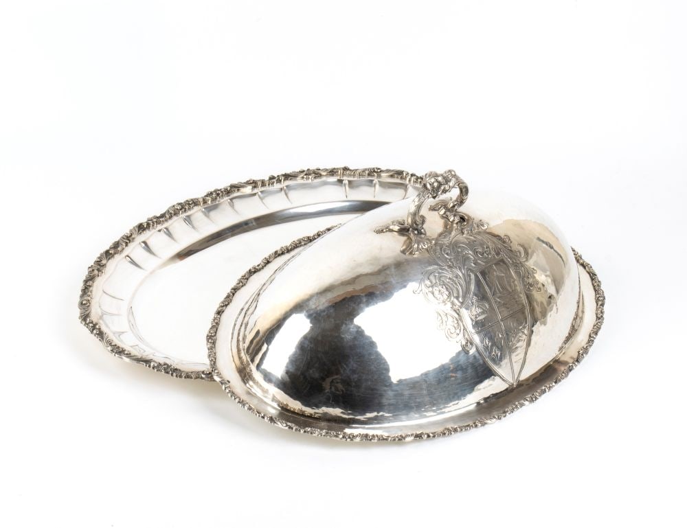Italian solid silver tray with cloche - 2