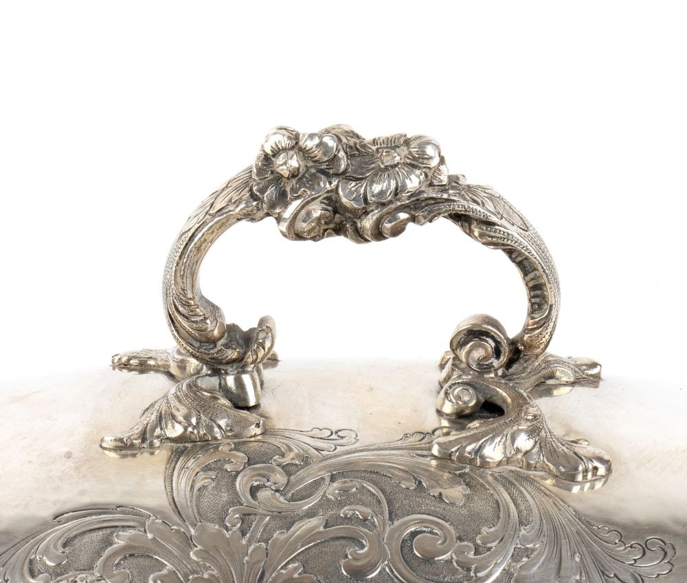 Italian solid silver tray with cloche - 3