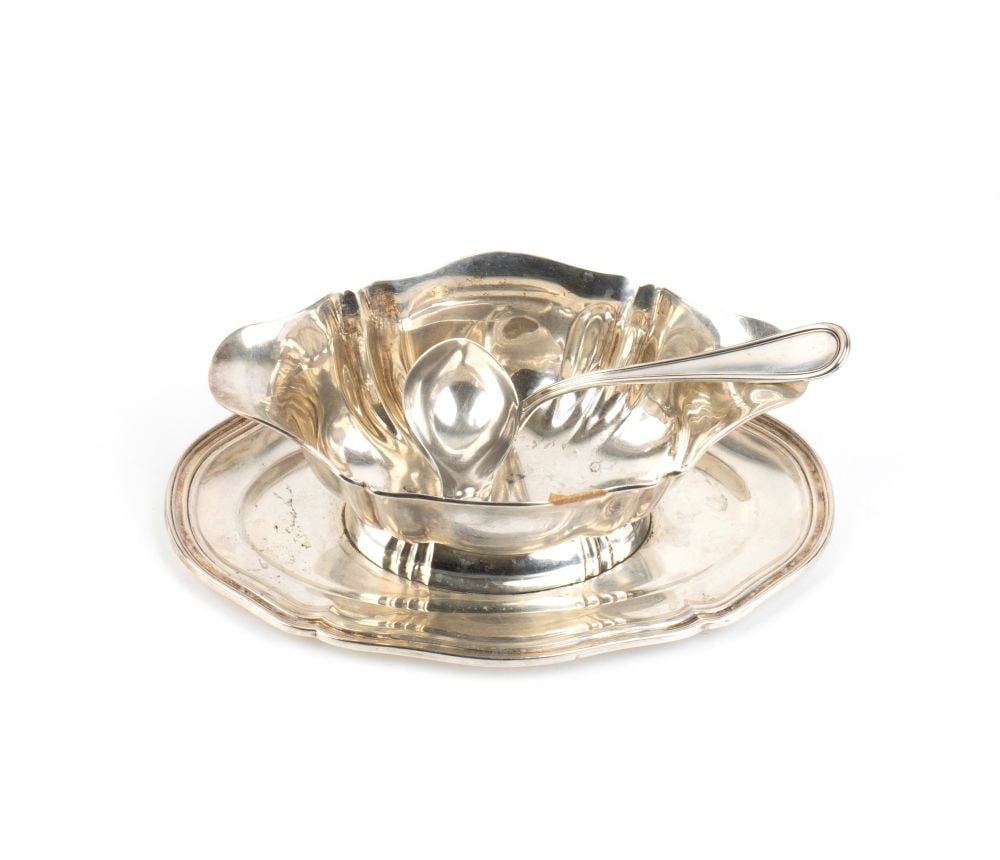 Italian solid silver gravy boat - 2