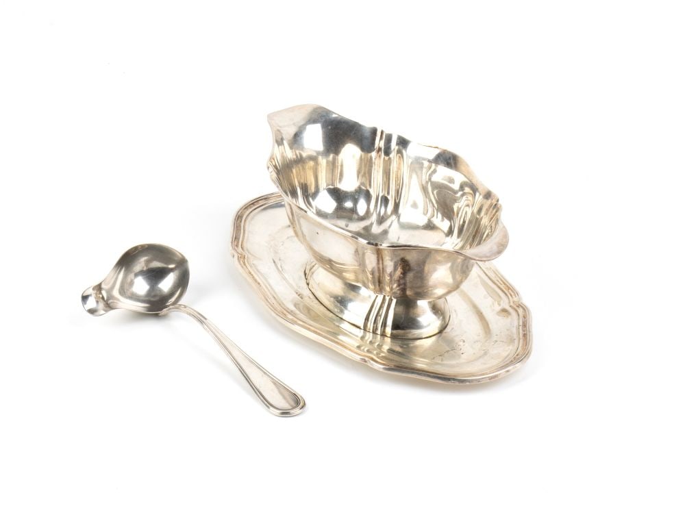 Italian solid silver gravy boat - 3