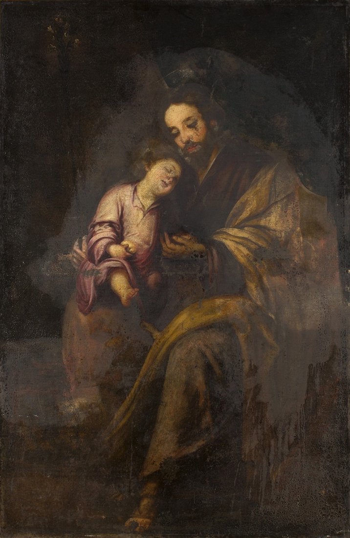 Anonimo fiorentino della fine del seicento - Anonimo: Late seventeenth century anonymous Florentine Saint Christopher Oil on canvas, cm. 163 x 105