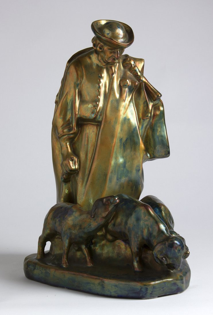 ZSOLNAY PÃ‰CS - Hungarian pastor with herd, 1910 (1 of 2)