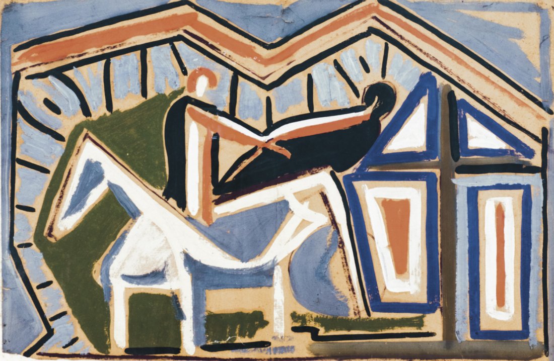 ENRICO ACCATINO - Allegory, 1947: ENRICO ACCATINO Genoa 1920 - Rome 2007 Allegory, 1947 Oil on paper, 36,5 x 55,5 cm Initials, title and date on the back: E. A. â€œAllegoriaâ€ 1947 Certificate of autenticity by the Enrico Accat