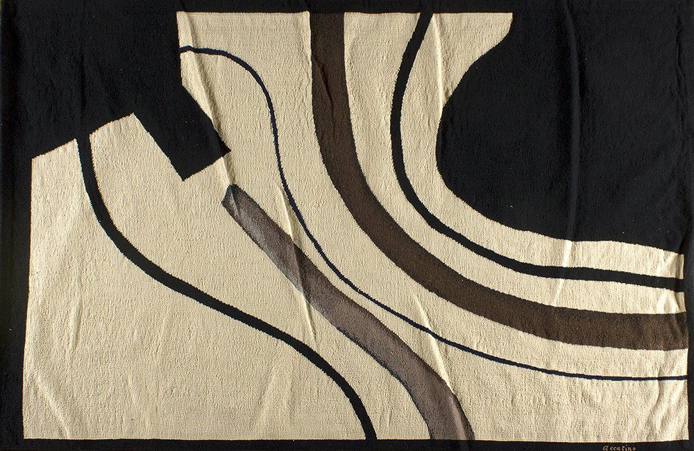 ENRICO ACCATINO - Spaces, 1973: ENRICO ACCATINO Genova 1920 - Rome 2007 Spaces, 1973 Tapestry, 173 x 257 cm ca. Exhibited and Literature nrico Accatino, Geometria della memoria, Archivio Enrico Accatino, Roma, p. 20 Fiber Art, Museo