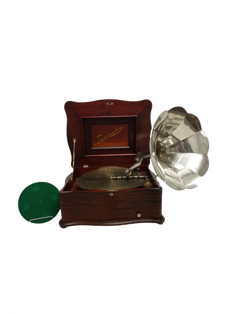 #197- Rare Mahogany Reginaphone – Plays Both Discs and: #197- Rare Mahogany Reginaphone – Plays Both Discs and Records- Plays Great
