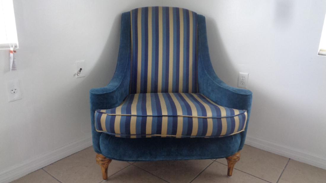 Elegant High Back Wing Chair Blue (1 of 6)