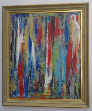 Large Framed Original Abstract Painting Signed (1 of 4)