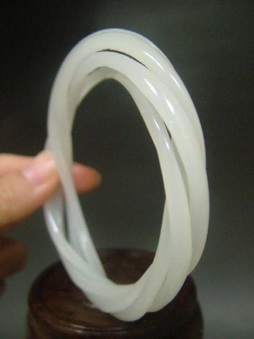 Natural Hand-Carved White Celadon Jade Bangle (1 of 2)