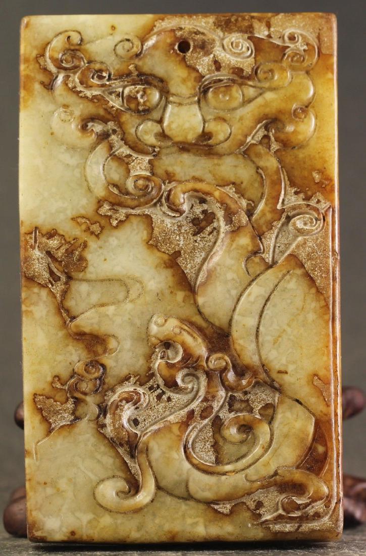 Chinese old jade hand-carved dragon statue pendant 3.3 (1 of 4)