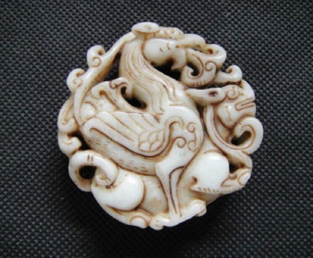 Old China White jade hand-carved Dragon and phoenix (1 of 1)