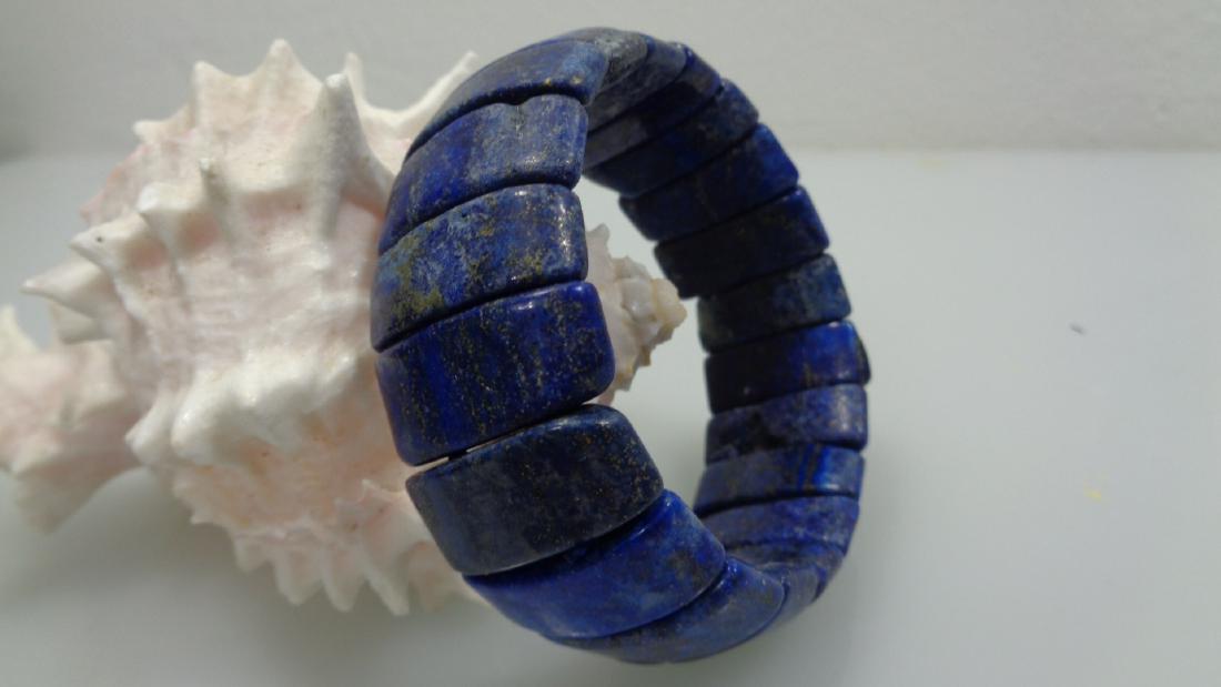 NATURAL LAPIS LAZULI BRACELET STRETCHY -7 1/2" (1 of 3)