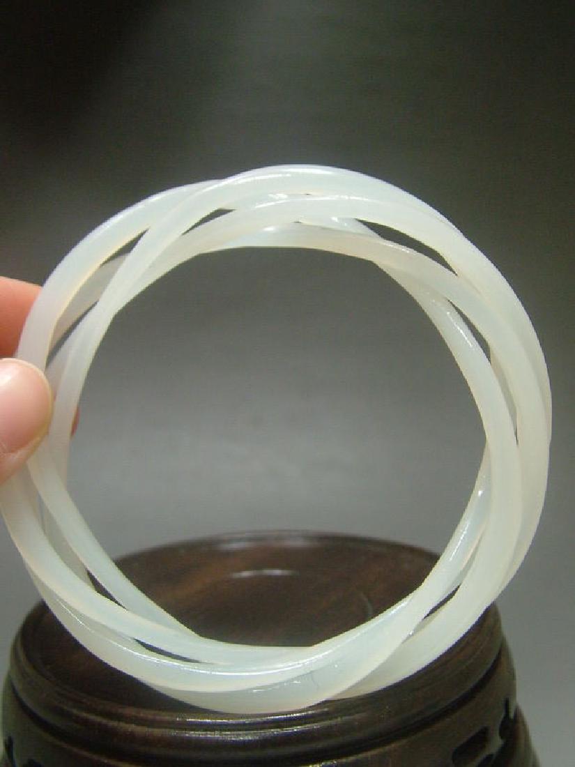 Natural Hetian Carved Jade Twist Bangle. inner :62mm (1 of 6)
