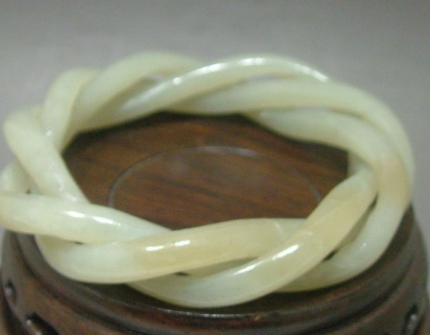 Antique Chinese Nephrite Celadon Jade Carved Bangle (1 of 2)