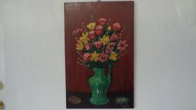 Purr-fect Vintage Cat Painting Signed Letterman : Lot 0504