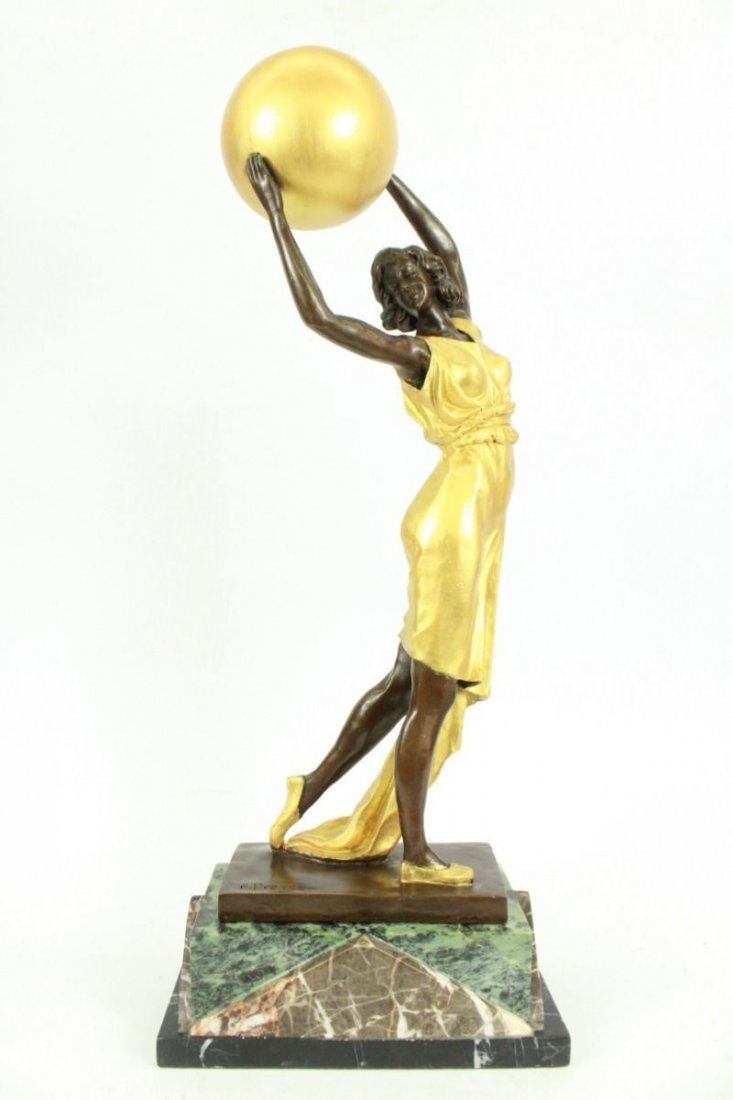 Signed Art Nouveau Deco Gilt Bronze Statue (1 of 6)