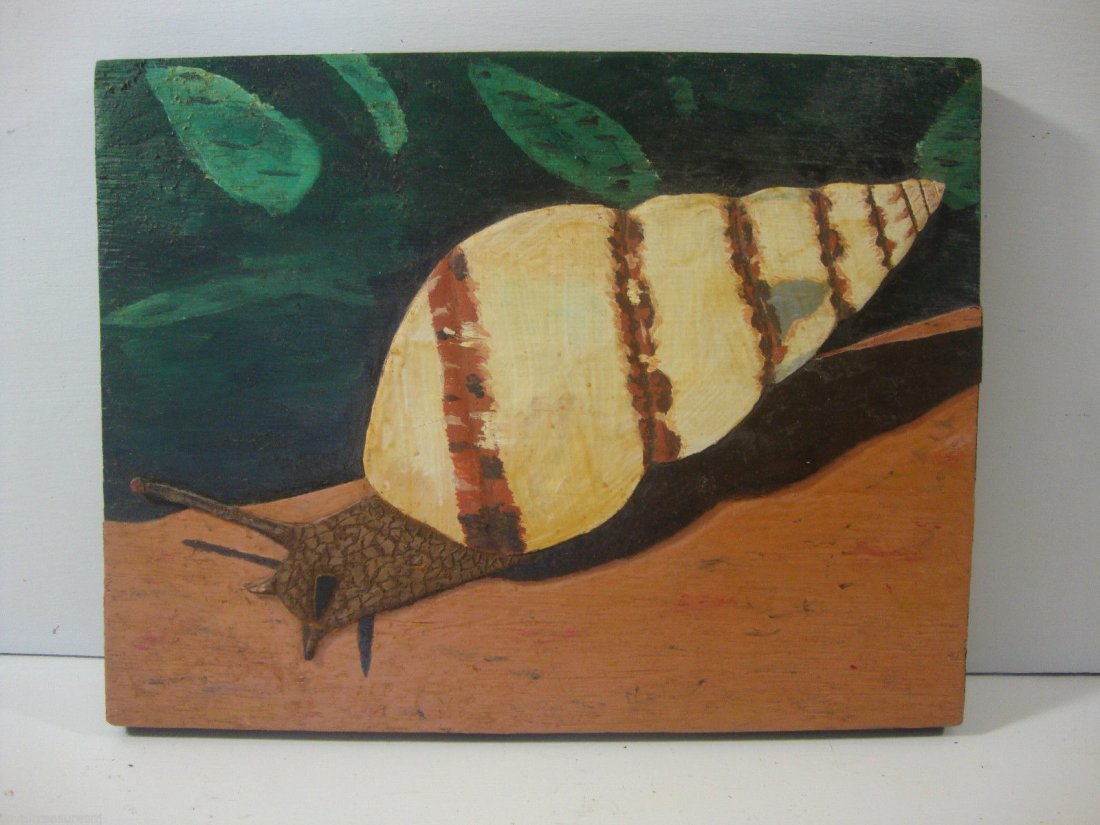 Snail Hand Carved and Painted on Board (1 of 3)