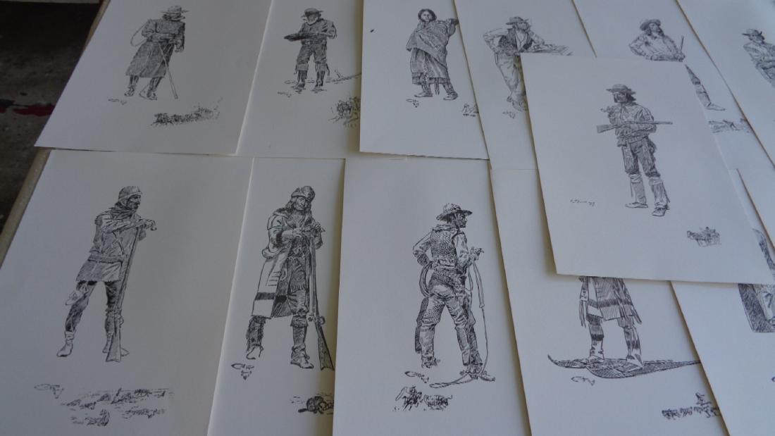 Charles Marion Russell (1864-1926). 15 famous sketches: Charles Marion Russell (1864-1926). 15 famous sketches complete print set. Measurements: 11" x 15" . This piece of art is in excellent condition.