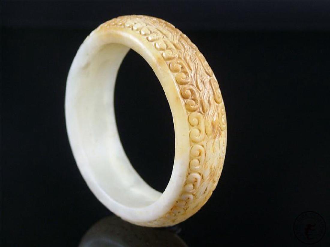 Antique Elaborate Chinese Celadon Nephrite Bracelet (1 of 6)