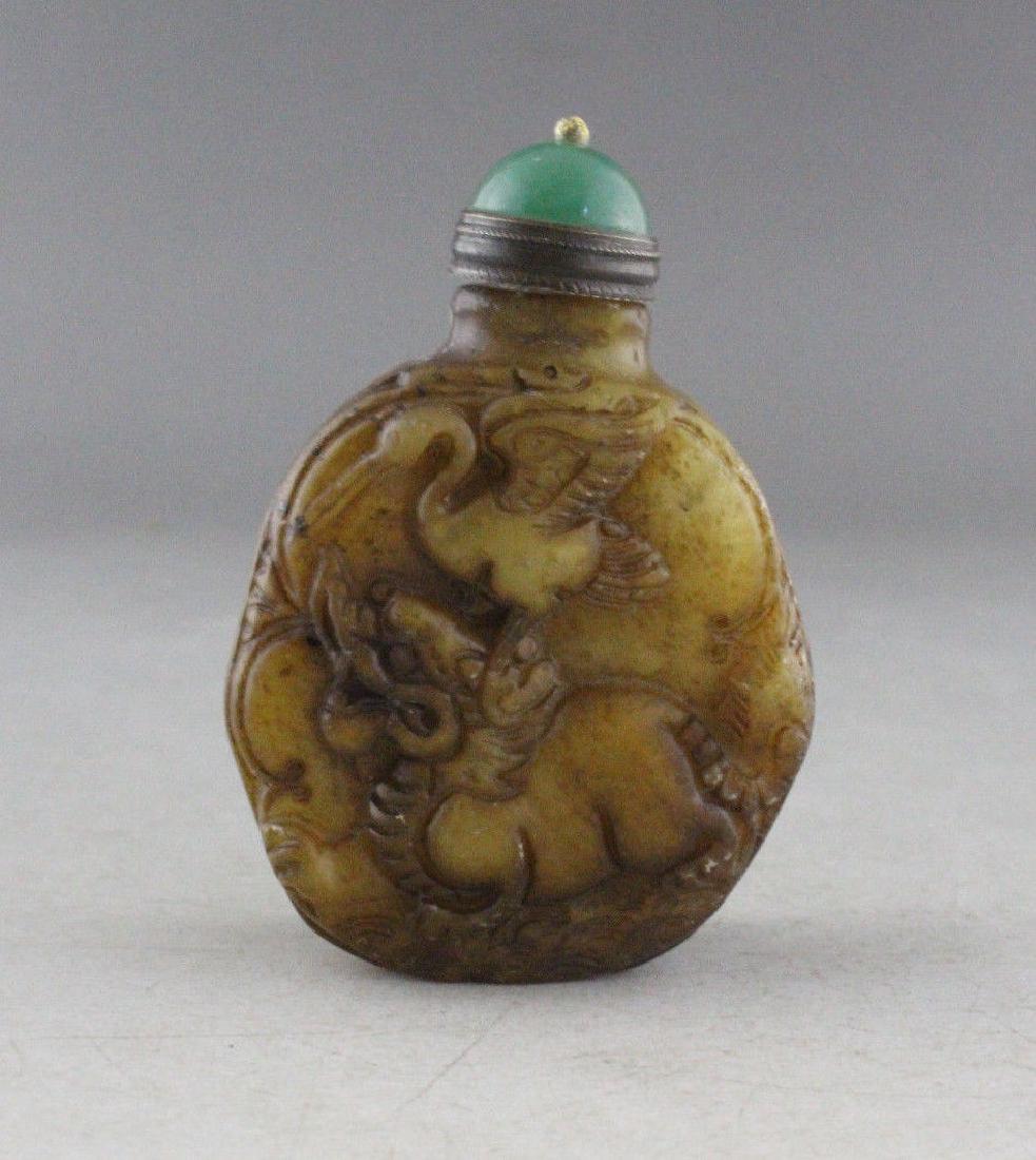 Antique Qing Carved Chinese Jade Snuff Bottle (1 of 6)