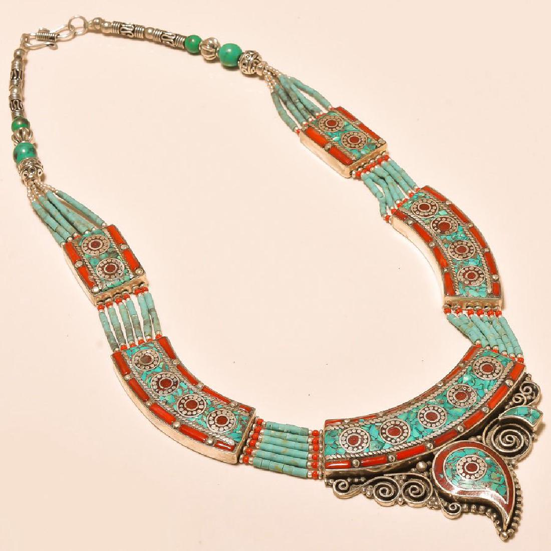 TURQUOISE & RED CORAL NECKLACE (1 of 1)