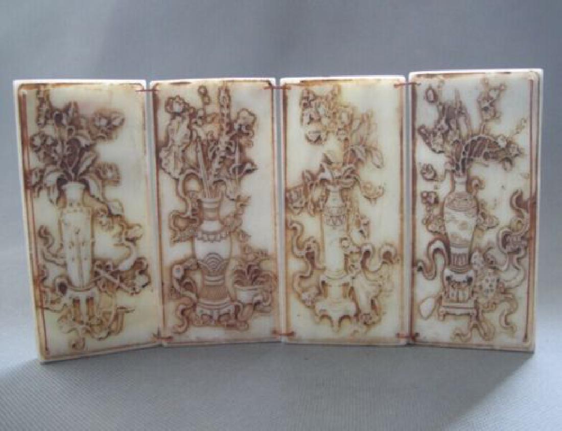 Ancient Chinese jade hand-carved flowers jade statue (1 of 3)