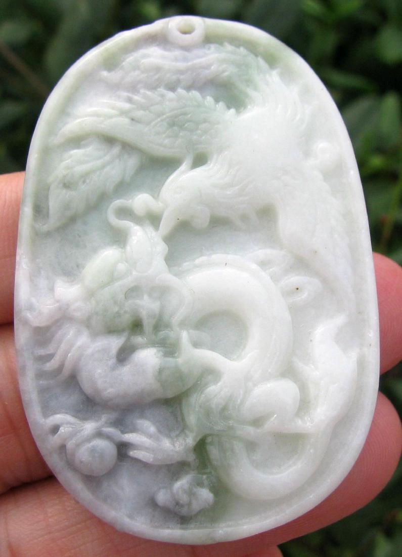 Natural Hand carved Dragon Phoenix Pendant (1 of 3)