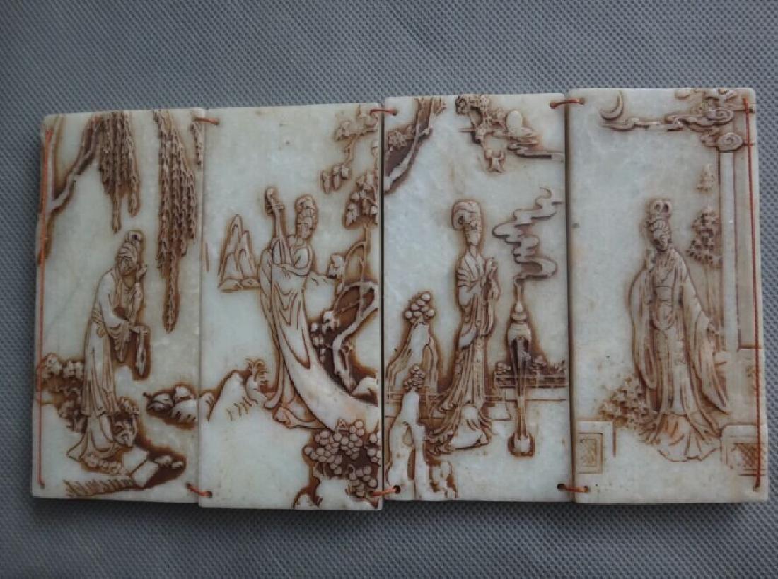 Old China white jade hand-carved Four beautiful women (1 of 2)