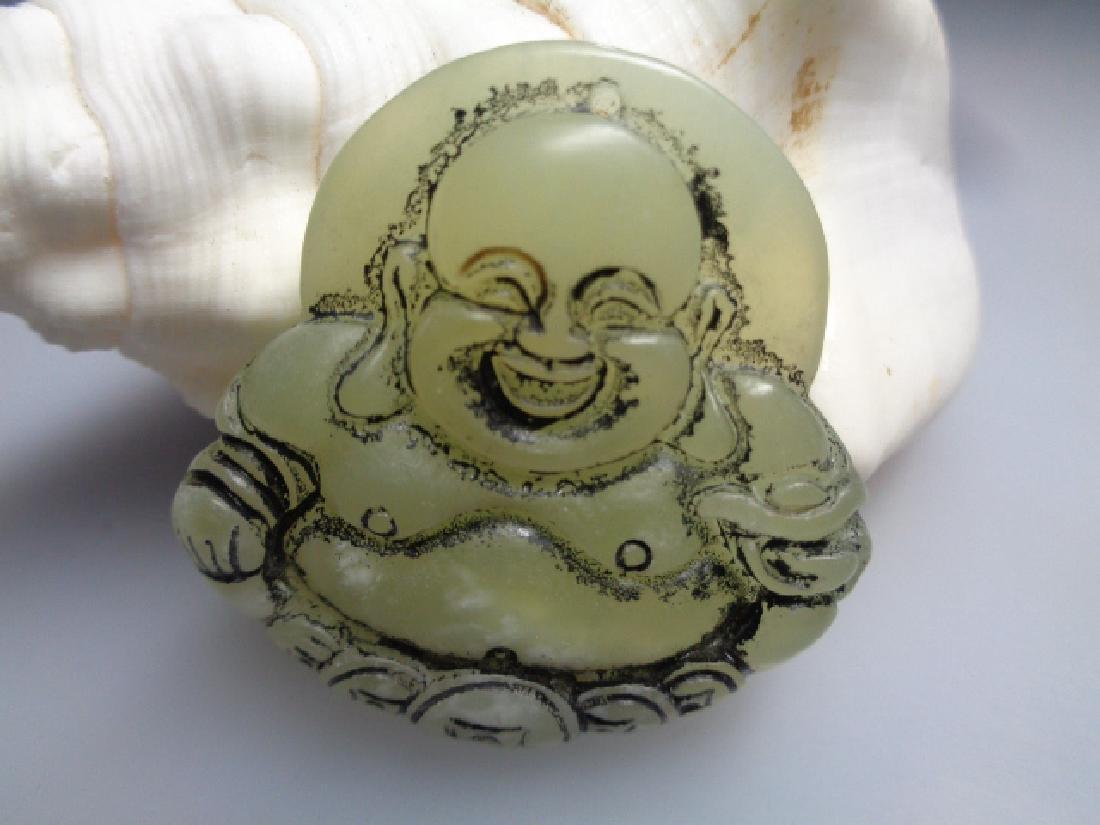 Chinesee Folk Jade Stone carving Maitreya Rohan Monk Am (1 of 2)