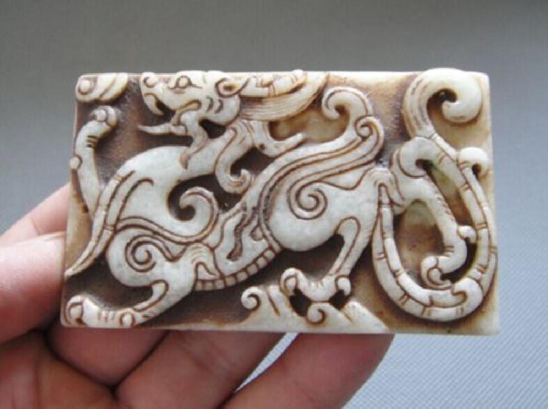 Old China White Jade hand-carved dragon Pendants. (1 of 2)
