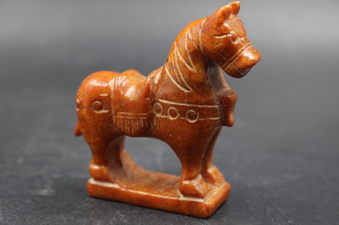 Old Chinese Hand Carved Jade Horse Figure: Old Chinese Hand Carved Jade Horse Figure. length:75mmwidth:23mm height:75mm. Excellent condition.